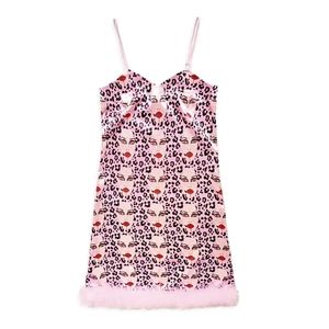 Patrick Church Rita Dress L New Pink Face Feather Indie Designer Rare Style